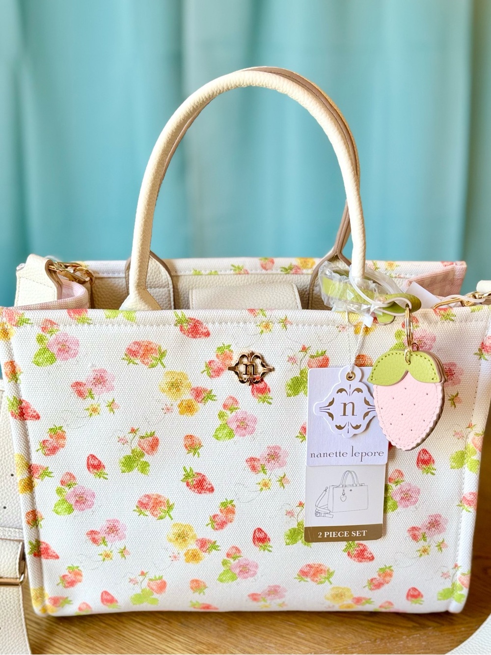 Nanette Lepore 🍓 ELLE Satchel SWEET STRAWBERRY - PINK GINGHAM Tote Handbag NWT 🌷